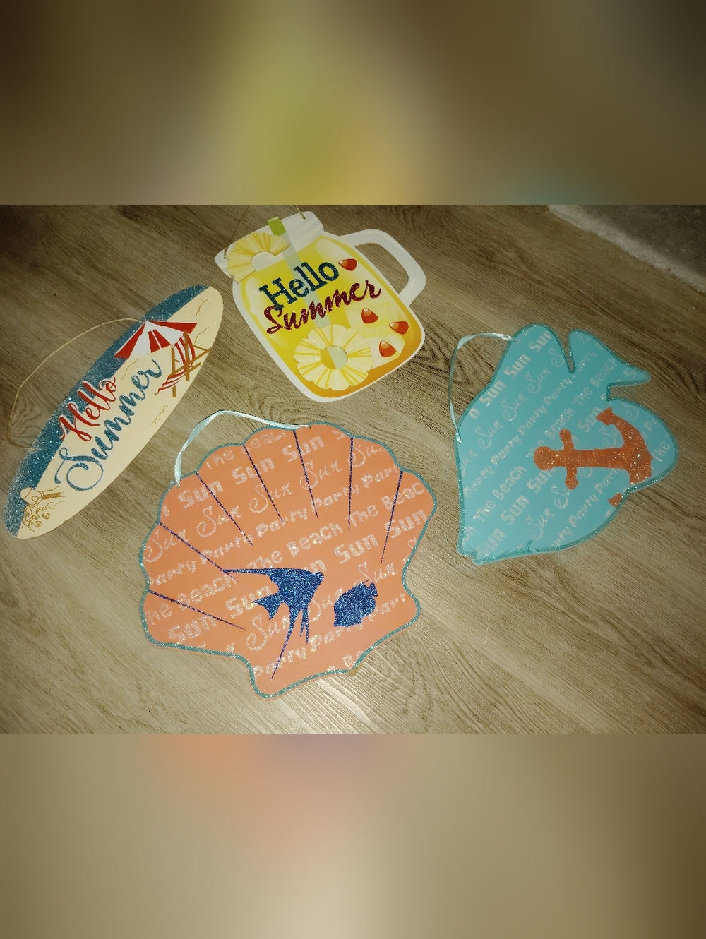 Summer Beach Hanging Décor - Seashell, Fish, Anchor & Lemon Mason Jar
